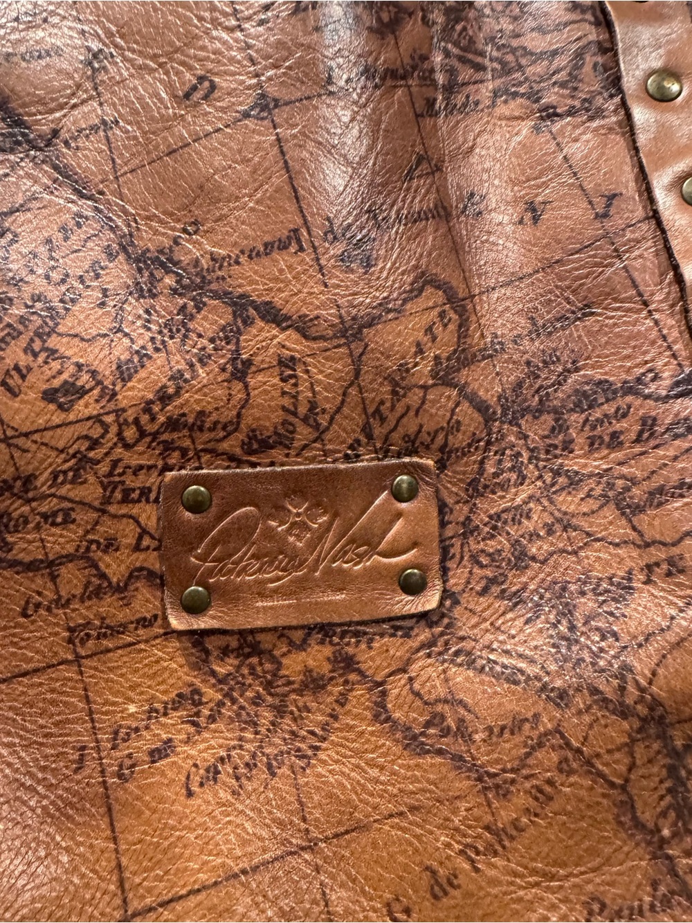 Patricia Nash Tan Map-Print Leather Tote - Picture 2 of 2